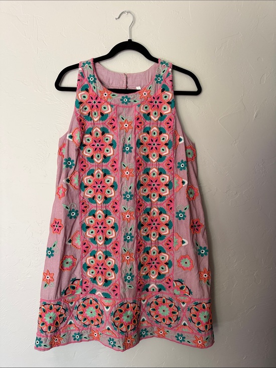 Anthropologie Dresses & Skirts - Anthropologie Pink Floral beading & Embroidered Swing Mini Dress